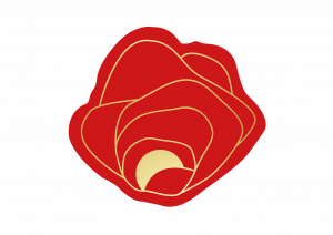 Rotos Logo. Zeigt eine Blume, die einen goldenen Kern hat
